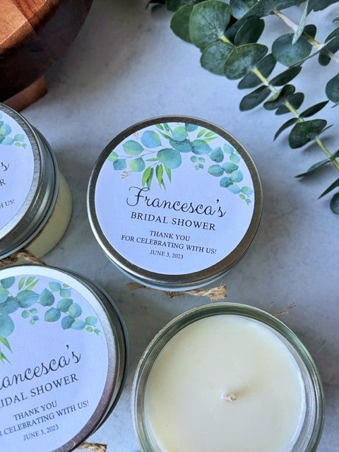 SOY CANDLE FAVORS - EUCALYPTUS DESIGN