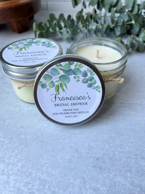 SOY CANDLE FAVORS - EUCALYPTUS DESIGN