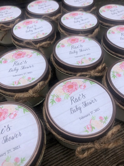 SOY CANDLE FAVORS - PINK PEONY DESIGN