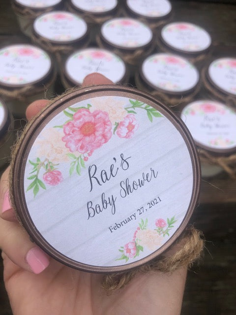 SOY CANDLE FAVORS - PINK PEONY DESIGN